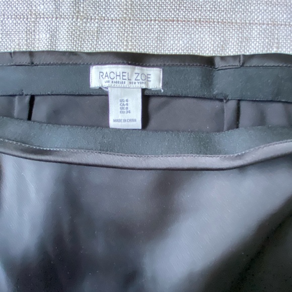 Rachel Zoe Black Satin Sheen Pull On Slip Casual Office Midi Skirt- Size- 4 - Picture 7 of 14